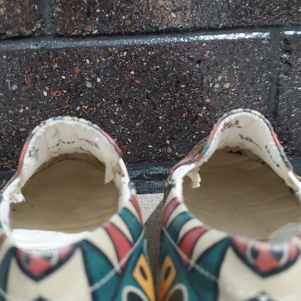 GOBY SLIP ON PLATFORM VEGAN CHUNKY SNEAKERS WITH AZTEC PRINT TRAINERS ART - Picture 5 of 14